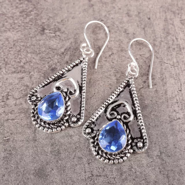 Natural Tanzanite Gemstone Drop/Dangle Earrings 925 Sterling Silver Jewelry