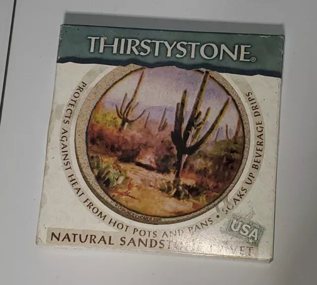 Thirstystone Piedra Natural Trivet Cactus Diseño del Desierto Nuevo