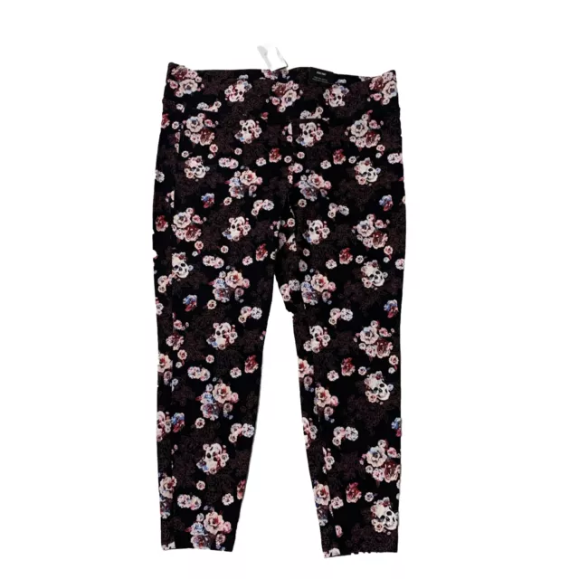 Torrid Black Skull Floral Pixie Hi-Rise Pants Regular Goth Women Plus Size 1 XL