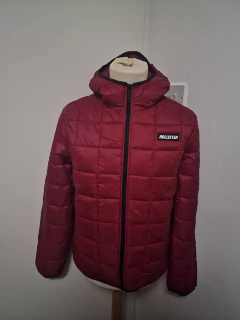 Hollister red puffer on sale jacket