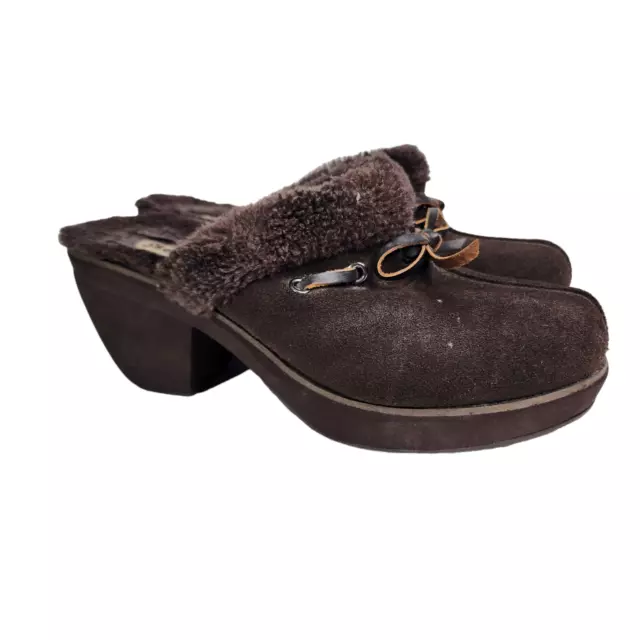 Skechers Womens 46924 Disco Bunny Boogie Down Chocolate Faux Suede Clogs Size 9 2