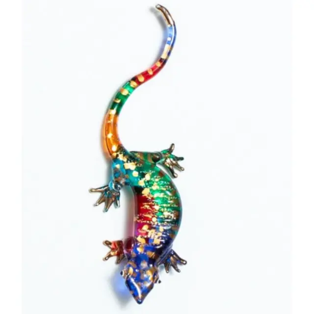 Gecko Colorful Exotic Figurine Animal Hand Blown Glass Shape Art Collectible