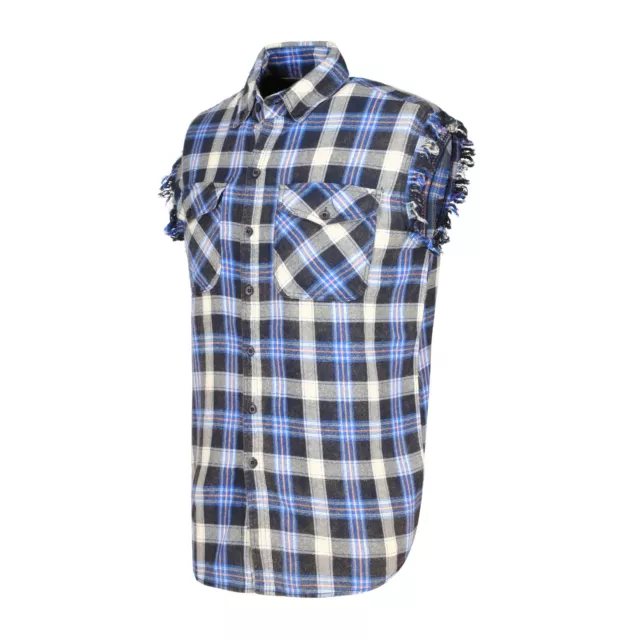 Men's  Plaid Flannel Casual Shirt– 100% Cotton Lightweight  Sleeveless Shirt