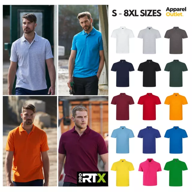 Pro Polo Shirts - Men's Short Sleeve Quick Dry Work Grade Polo Shirts - S to 8XL