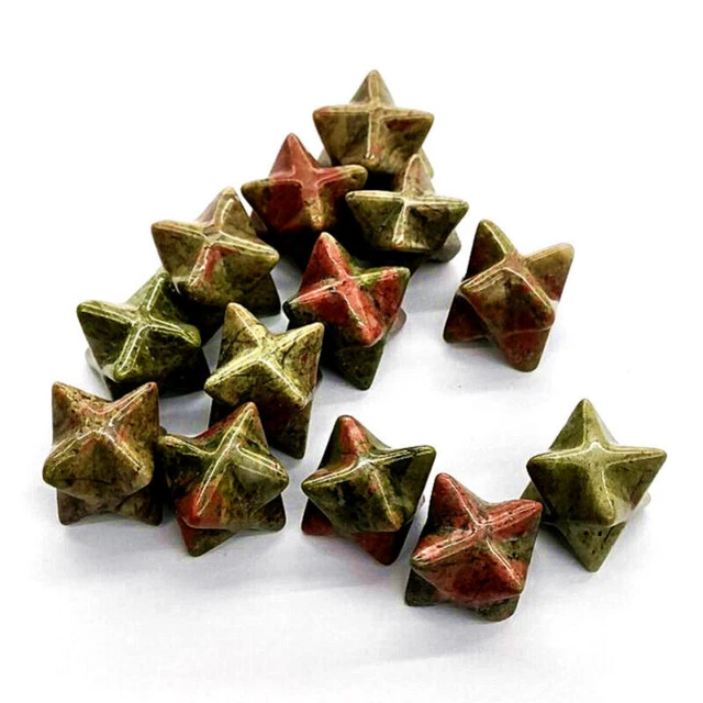 20pcs Natural Unakite Stone Merkaba Star Healing Reiki Adventurine Rare Decor