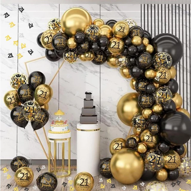 Palloncini 21 anni Compleanno Uomo Donna 21 Anni Palloncini Oro Nero Pa