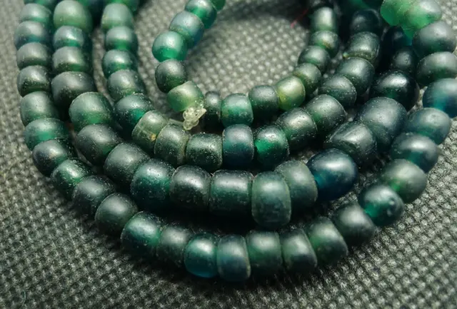 59cm Perle Verre Collier Ancien Bijou Antique Burmese Glass Trade Beads Necklace
