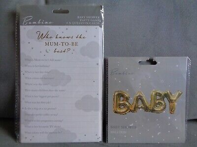 Who Knows The Mum To Be Best? Baby Shower Party Game & Gold Balloon Brand New
