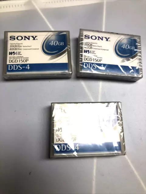 Lot of (3)  Sony DGD-150P DDS-4 20GB 40GB Data Cartridge