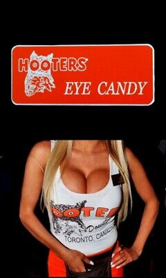 Hooters Uniform Eye Candy Name Tag Pin Back Dress Role Play Costume Accessory