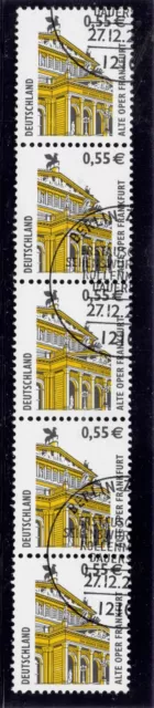 Bund BRD 2002; 5er Streifen mit NUMMER; Mi.Nr. 2300 A R; saub. gestempelt