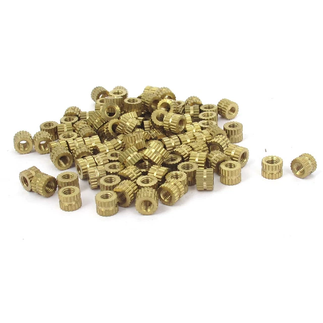 M3x4mm rotondo filettato ghiera metallo  Inserto filettato dadi tono ottone 100x