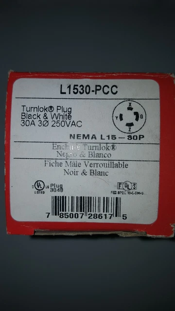 Pass and Seymour Legrand Turnlok Plug 30A 3PH 250V 3P 4W Grdg L1530-PCC
