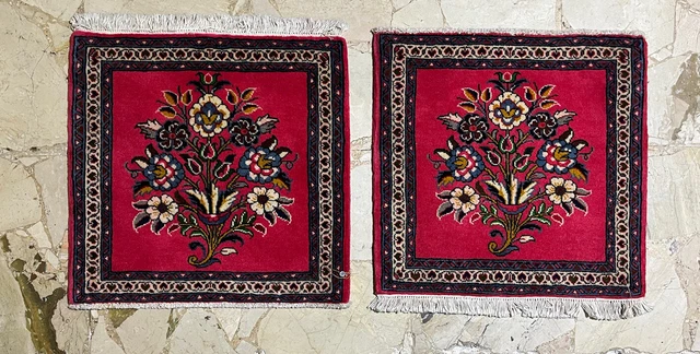 Coppia Sarug Persia color Rosa Scuro disegno asimmetrico misura 0.50m x 0.55m