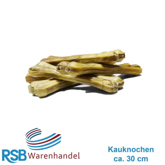 10 Kauknochen 30 cm Rinderhaut ca. 400 g Hundefutter Leckerli Snack Lecker.Pet®