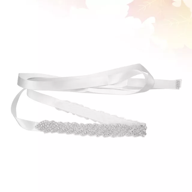 2 Count Pearl Applique Rhinestone Wedding Dresses Belts Crystal 2
