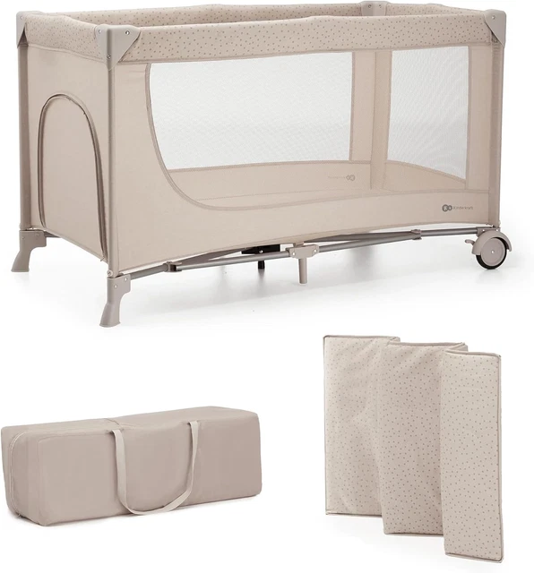Lettino Da Viaggio Neonato Dream N Play XXL - Pieghevole, Con Materasso, Zanzariera E Borsa, Beige - Foto 7