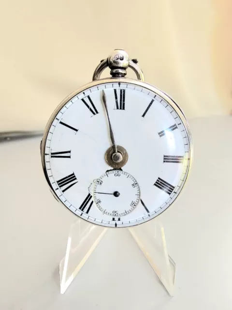 ANTIQUE STUNNING 1863 STERLING SILVER LEVER FUSEE POCKET WATCH WORKING WELL 51mm