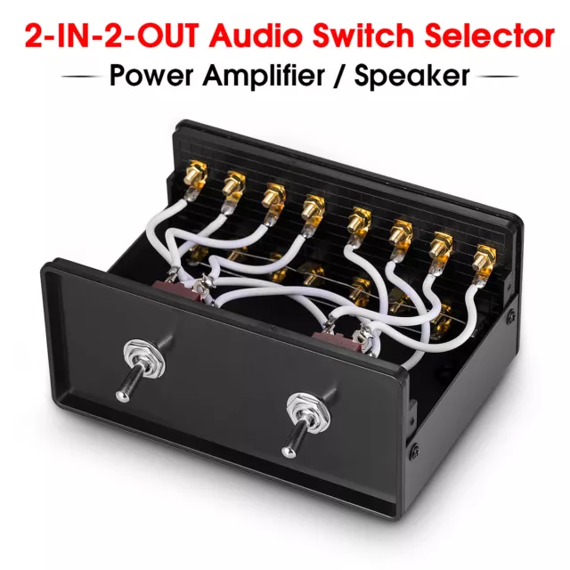 Passive 2-IN-2-OUT Power Amplifier / Speaker Switch Box A/B Selector Splitter