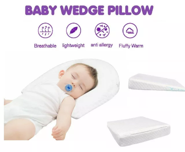 Baby Soft Wedge Pillow Anti Reflux Colic Cushion Pram Crib Cot Bed Flat All Type