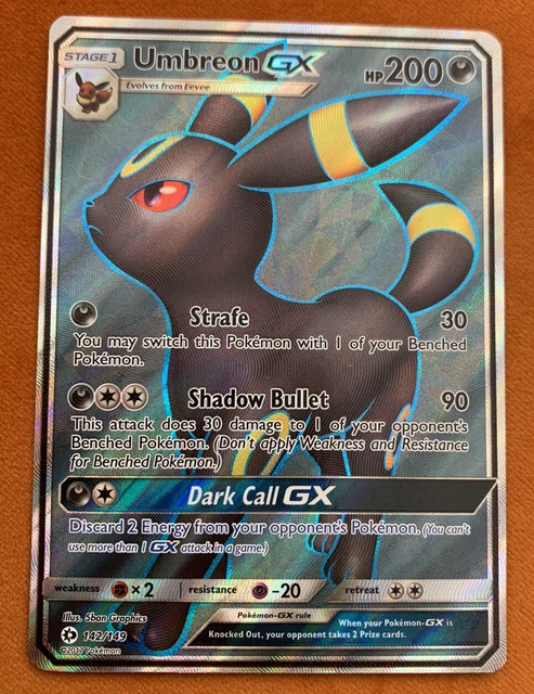 Pokemon Umbreon GX 142/149 Full Art Near Mint Sun & Moon Base Set