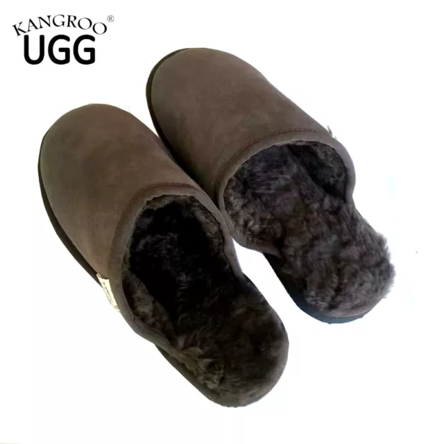 Chcolate Unisex Wool Australia Winter Warm Sheepskin Kangroo® Ugg Slippers Scuff