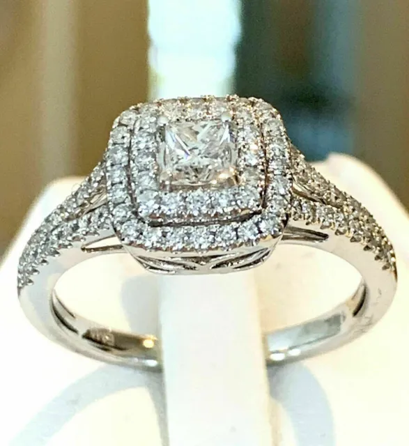 2CT PRINCESS CUT Lab Created Halo Diamond Engagement Ring 14K White ...