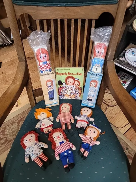 Raggedy Ann And Andy Lot Dolls Knickerbocker 1970s