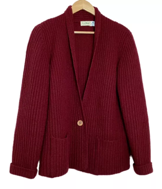 Vtg LLBean 80s Shetland Wool Grandpa Cardigan XL Professor Boyfriend Chunky Knit