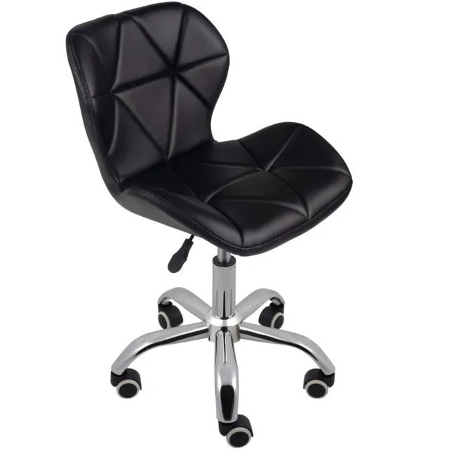 REBOXED Computer Desk Office Chair Chrome Legs Lift Swivel Small Black