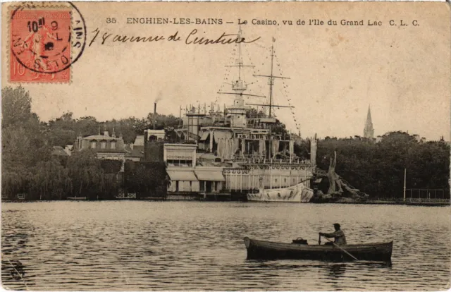 CPA Enghien les Bains Le Casino, vue de l'Ile du Grand Lac FRANCE (1308395)