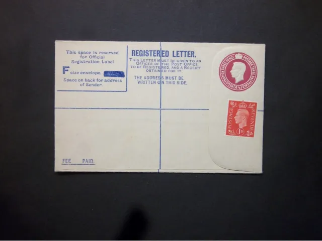 GB Postal Stationery 1940 KGVI 41/2d puce Registered Envelope size F H&B RP50