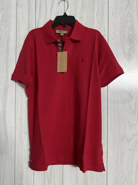 Burberry Brit Men's Size Medium Red Polo Shirt Designer Logo