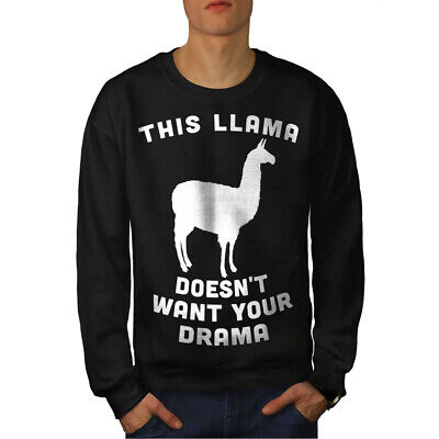 Wellcoda Llama No Drama Mens Sweatshirt, Funny Slogan Casual Pullover Jumper