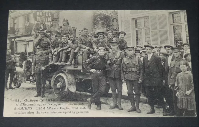 Cpa Carte Postale Guerre 14-18 1914 Amiens Somme Ww1 Soldats Anglais & Ecossais