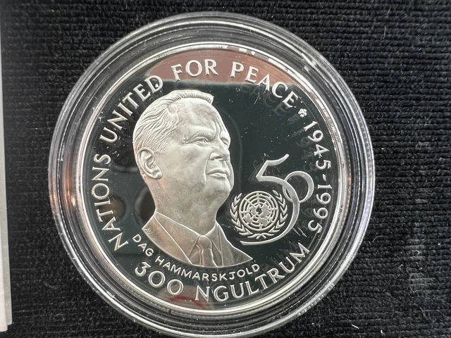 Bhutan, Silver (.925), Proof 1995 300 Ngultrum Coin (United Nations), EB427