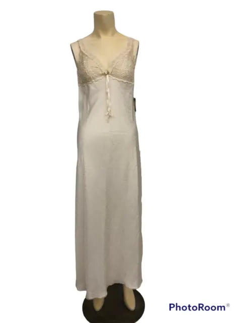 Sz L Vintage Christian Dior Lingerie Nightgown Union Slip Dress Lace Floral Maxi