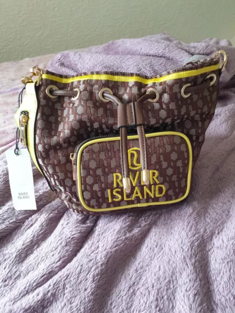 RIVER ISLAND BROWN Neon Jacquard Duffle Bag BNWT 29.99 PicClick UK