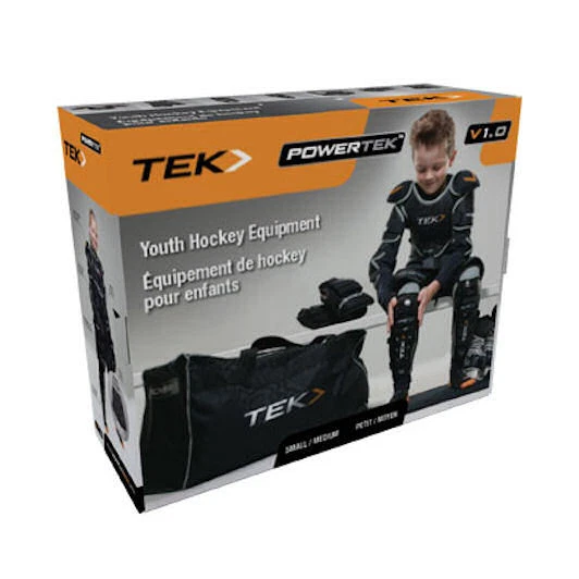 Powertek Youth Small pants/gloves/shin/elbow/shoulder/bag hockey equipment set Powertek Youth Small pants/gloves/shin/elbow/shoulder/bag hockey equipment set
