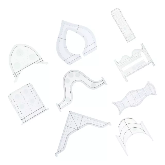 9 Pcs Transparentes Lineal Patchwork-Werkzeuge Schneidewerkzeug Quilten