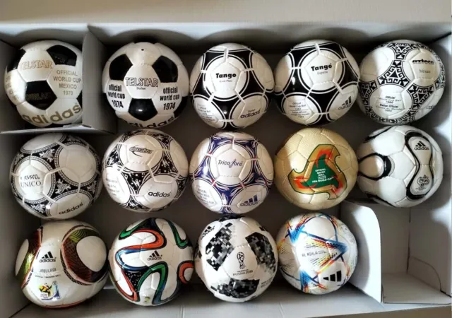 Adidas Historical Mini Ball Set Of 14 Pcs Fifa World Cup 1970 To 2022 Size 1