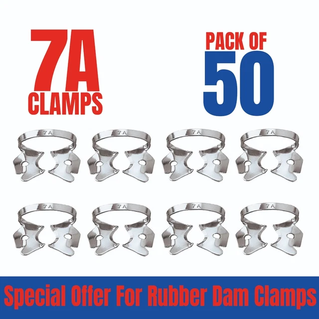 Dental Rubber Dam Clamps 7A 50 Pcs Endodontic Clamp Surgical Instruments