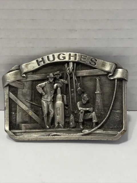 Hughes Tool Division Belt Buckle Mint Condition Pewter