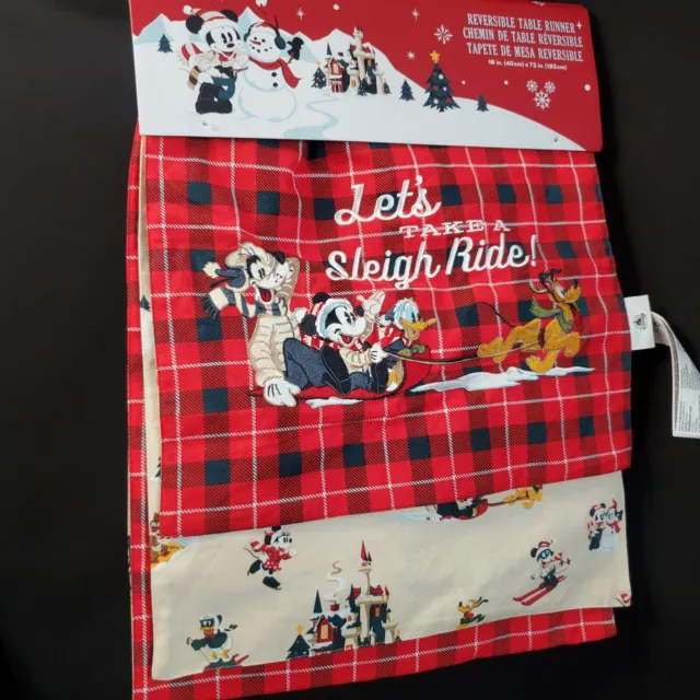 2021 Disney Parks Santa Sleigh Ride Holiday Christmas Reversible Table Runner