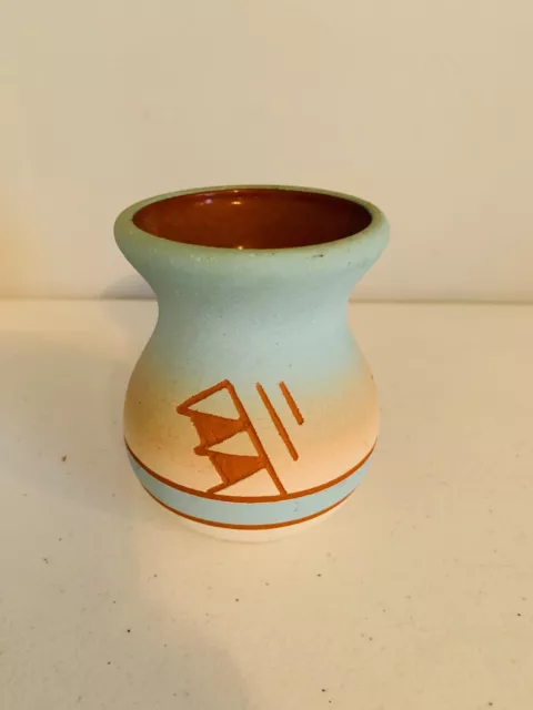 VTG Native American Sioux Small Art Pottery Vase Jug Signed SUN ROSE Decorative