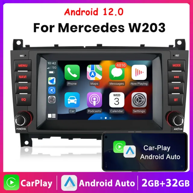 For Mercedes-Benz W203 W209 7" Android 12 CarPlay Stereo GPS Radio WIFI 2GB+32GB