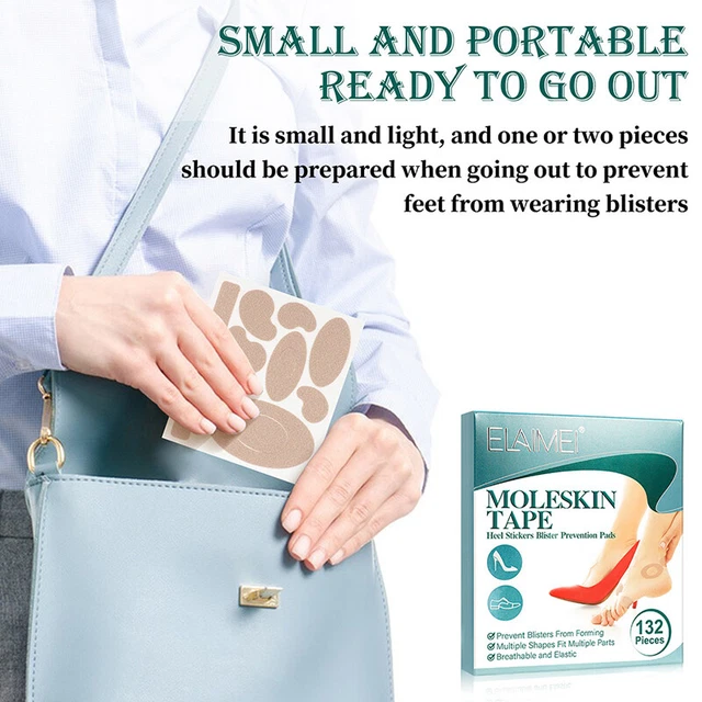 132PCS/BOX MOLESKIN TAPES for Feet Blisters Tape Antiwear Heels