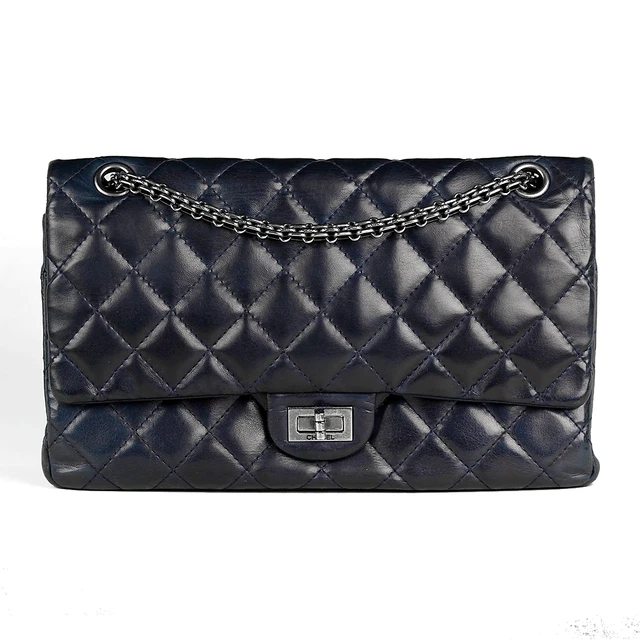 CHANEL BAG NAVY 2.55 Reissue Lambskin Leather 226 SHW CERTIFIED