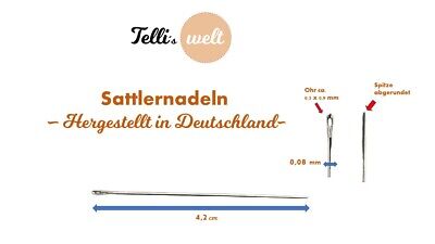 5 Sattlernadeln stumpf NO6 Sattler Nadeln 4,2 cm x 0,8mm hergestellt in Deutschl 2