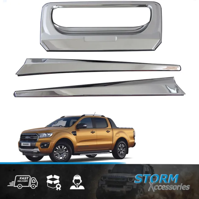 Rear Tailgate Door Handle Cover In Chrome For Ford Ranger T6 2012-2022